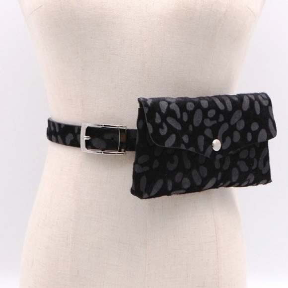Atelier Sona Handbags - Black Animal Printed Belt Bag